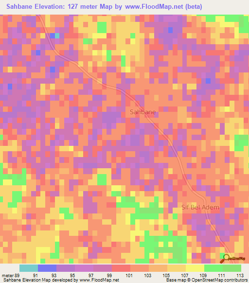 Sahbane,Algeria Elevation Map