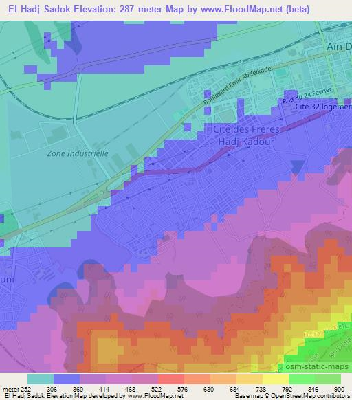 El Hadj Sadok,Algeria Elevation Map
