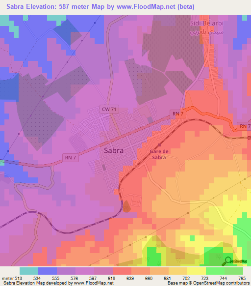 Sabra,Algeria Elevation Map