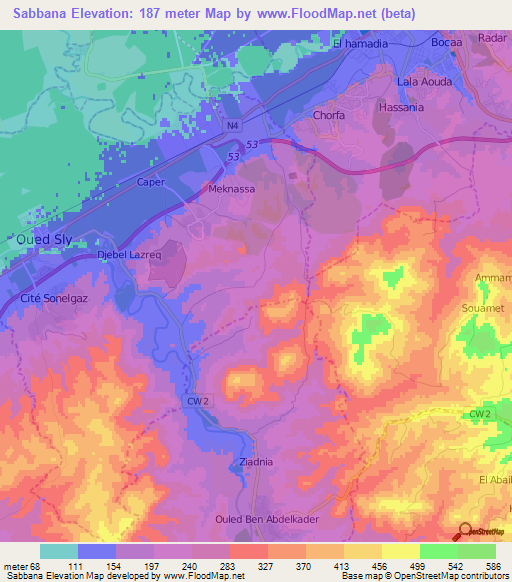 Sabbana,Algeria Elevation Map