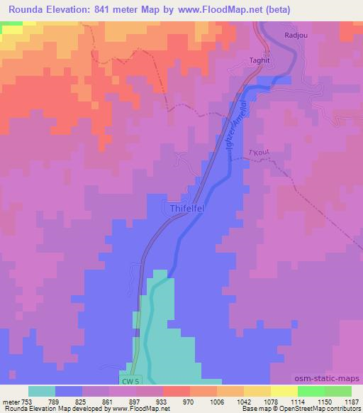 Rounda,Algeria Elevation Map
