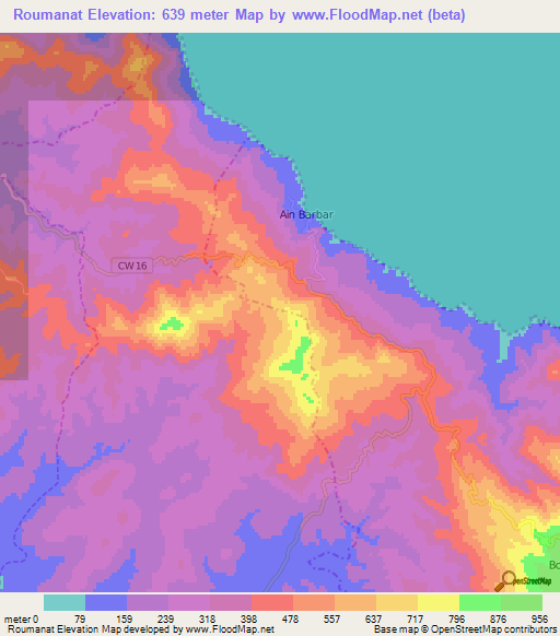 Roumanat,Algeria Elevation Map