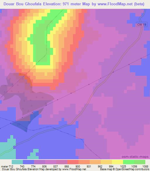 Douar Bou Ghoufala,Algeria Elevation Map