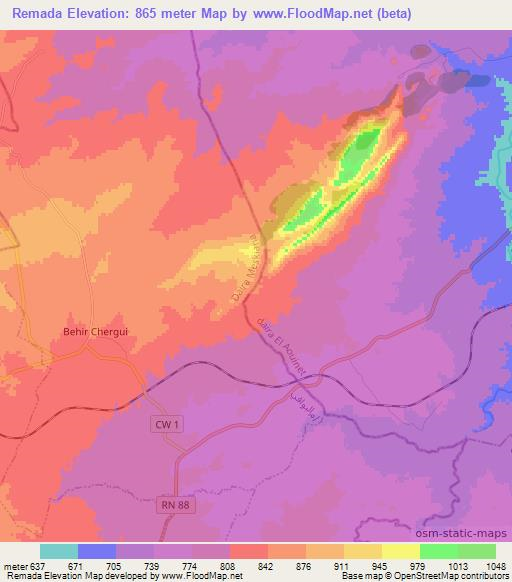 Remada,Algeria Elevation Map