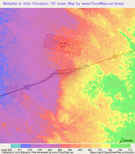 Mahattat al Jufur,Jordan Elevation Map