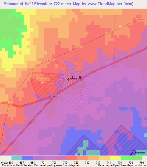 Mahattat al Hafif,Jordan Elevation Map