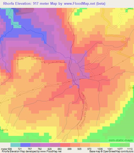 Rhorfa,Algeria Elevation Map