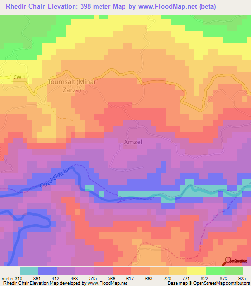 Rhedir Chair,Algeria Elevation Map
