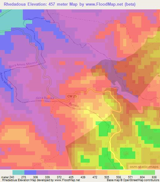 Rhedadoua,Algeria Elevation Map