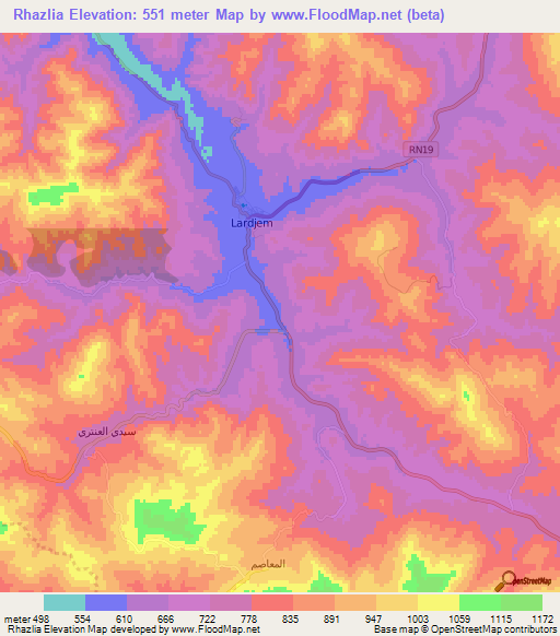 Rhazlia,Algeria Elevation Map