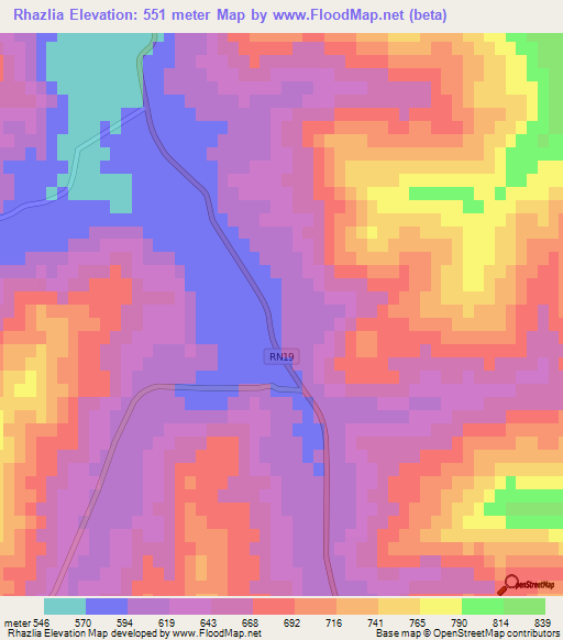 Rhazlia,Algeria Elevation Map