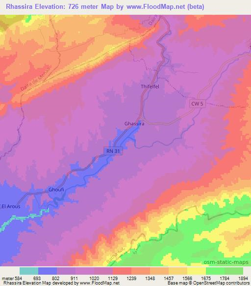 Rhassira,Algeria Elevation Map