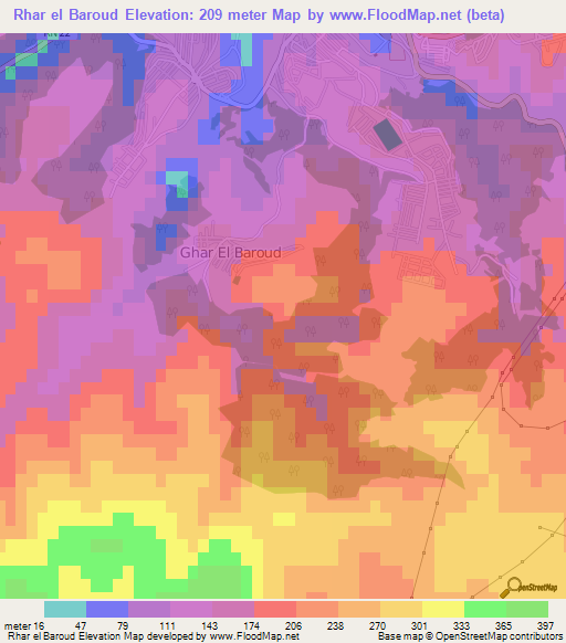 Rhar el Baroud,Algeria Elevation Map