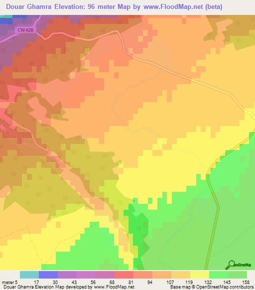 Douar Ghamra,Algeria Elevation Map