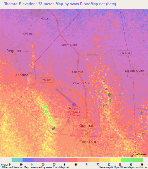 Rhamra,Algeria Elevation Map