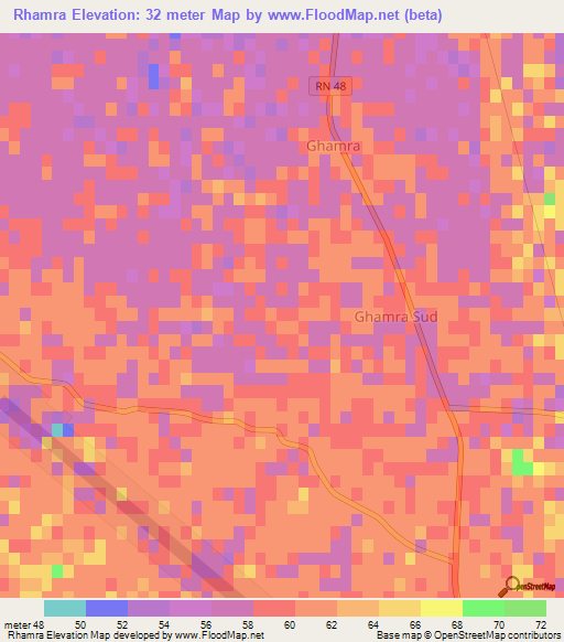 Rhamra,Algeria Elevation Map