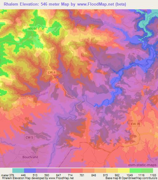 Rhalem,Algeria Elevation Map