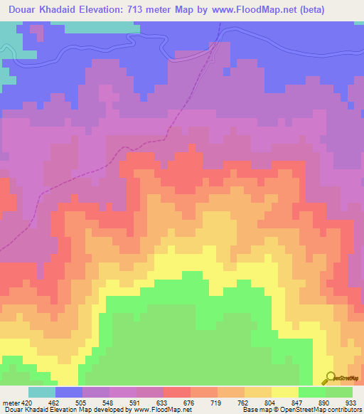 Douar Khadaid,Algeria Elevation Map