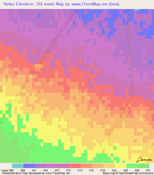 Retba,Algeria Elevation Map