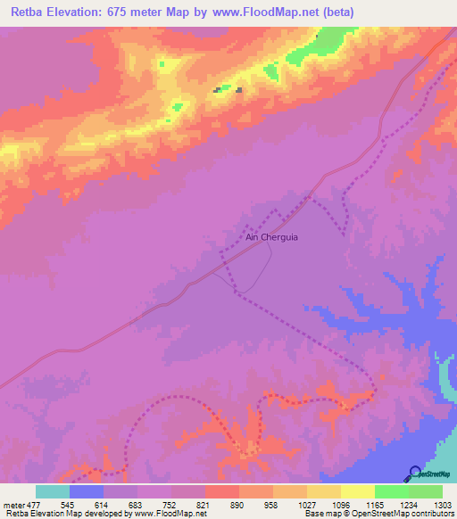 Retba,Algeria Elevation Map