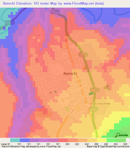 Remchi,Algeria Elevation Map