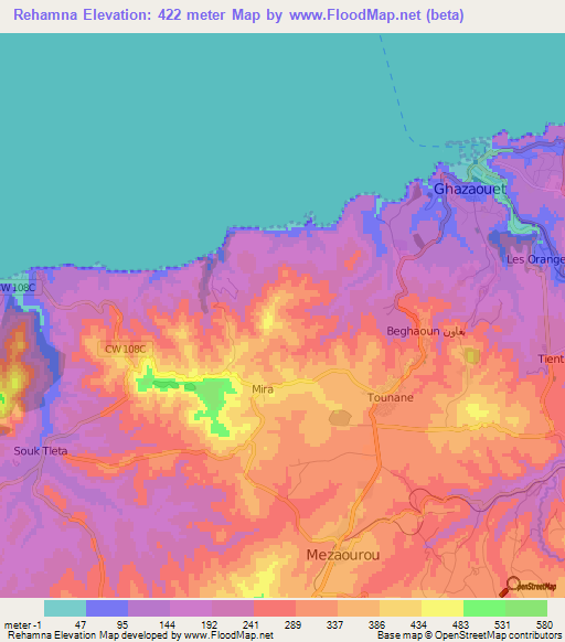 Rehamna,Algeria Elevation Map