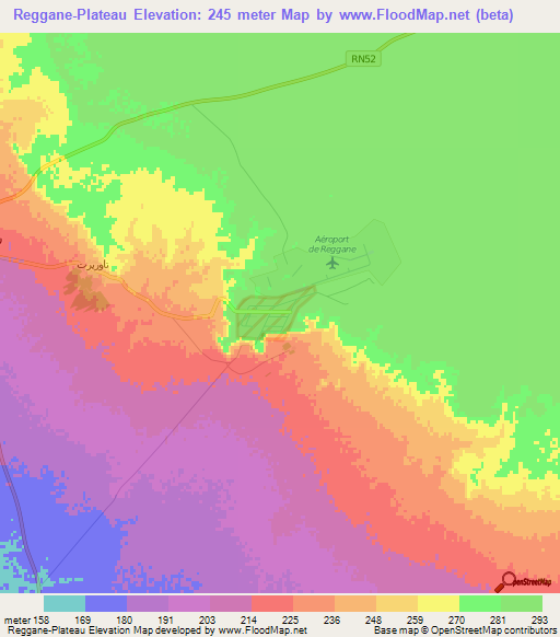 Reggane-Plateau,Algeria Elevation Map