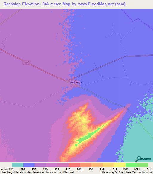 Rechaiga,Algeria Elevation Map