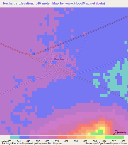 Rechaiga,Algeria Elevation Map