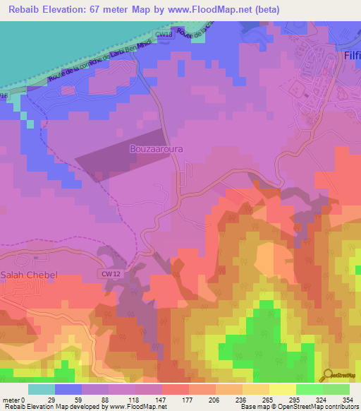 Rebaib,Algeria Elevation Map