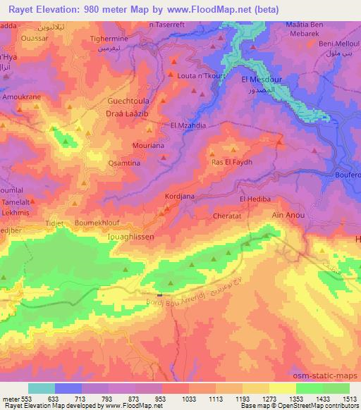Rayet,Algeria Elevation Map