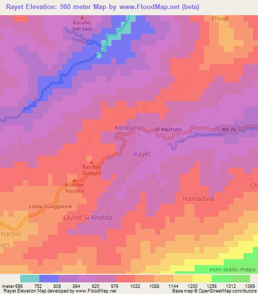 Rayet,Algeria Elevation Map