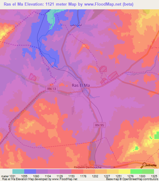 Ras el Ma,Algeria Elevation Map