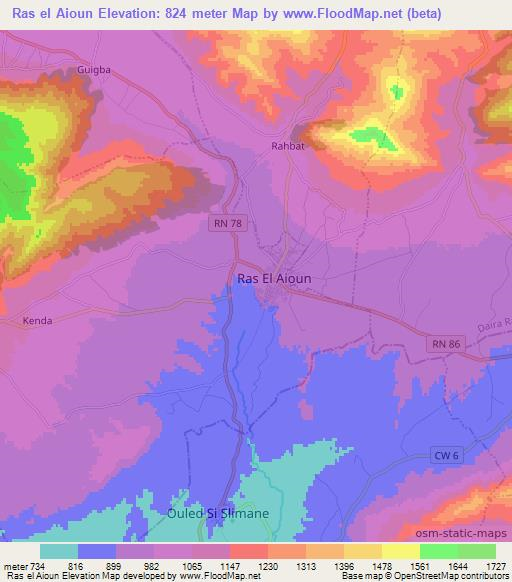 Ras el Aioun,Algeria Elevation Map