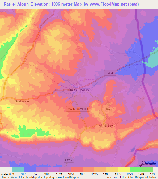 Ras el Aioun,Algeria Elevation Map