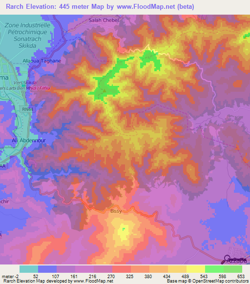 Rarch,Algeria Elevation Map