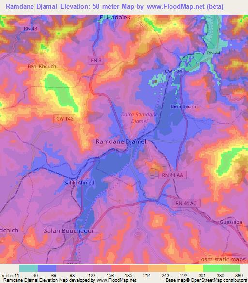 Ramdane Djamal,Algeria Elevation Map