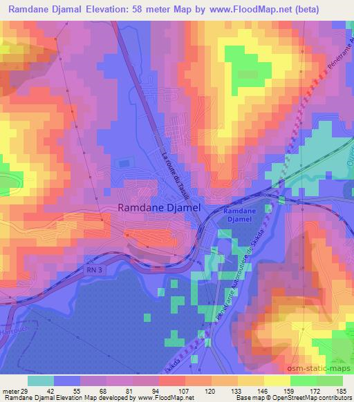 Ramdane Djamal,Algeria Elevation Map