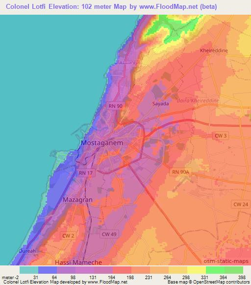 Colonel Lotfi,Algeria Elevation Map