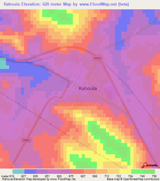 Rahouia,Algeria Elevation Map