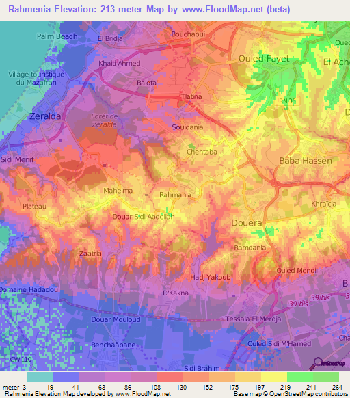 Rahmenia,Algeria Elevation Map
