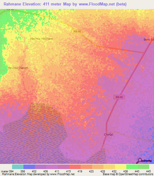 Rahmane,Algeria Elevation Map