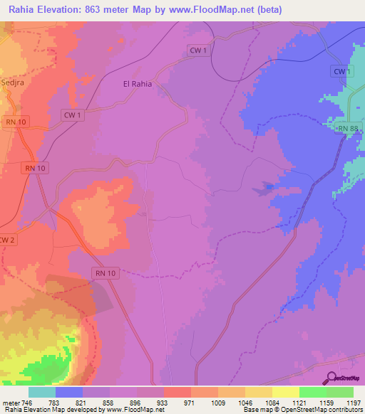 Rahia,Algeria Elevation Map