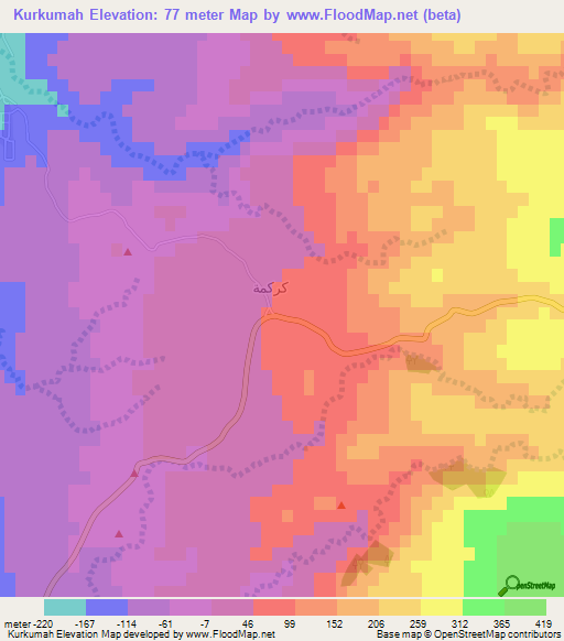 Kurkumah,Jordan Elevation Map