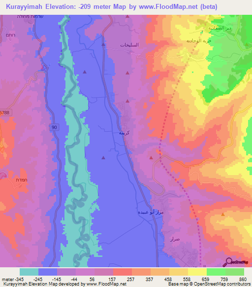 Kurayyimah,Jordan Elevation Map