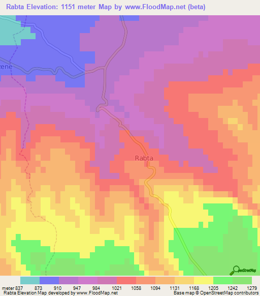Rabta,Algeria Elevation Map