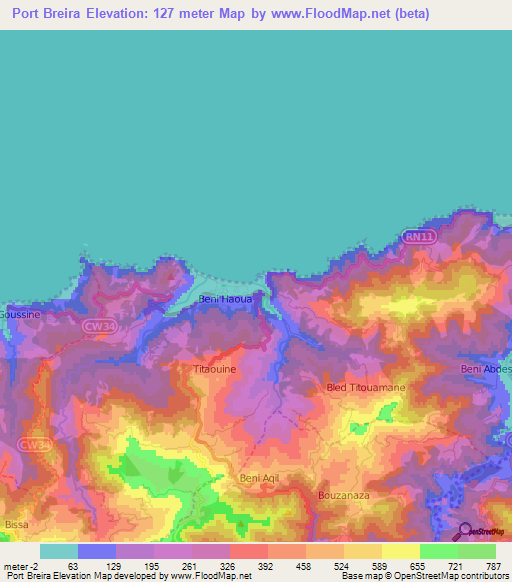 Port Breira,Algeria Elevation Map