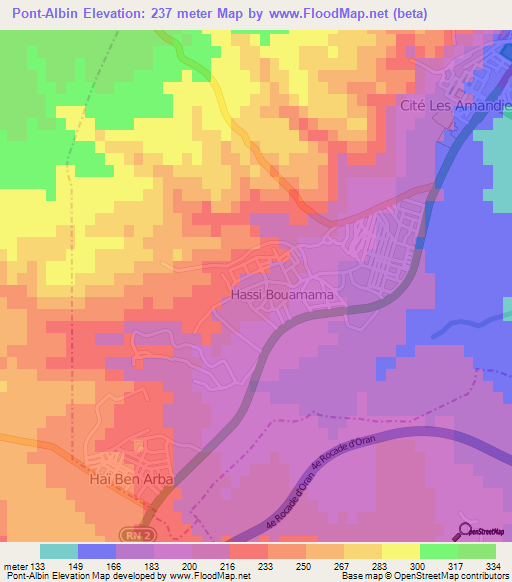 Pont-Albin,Algeria Elevation Map