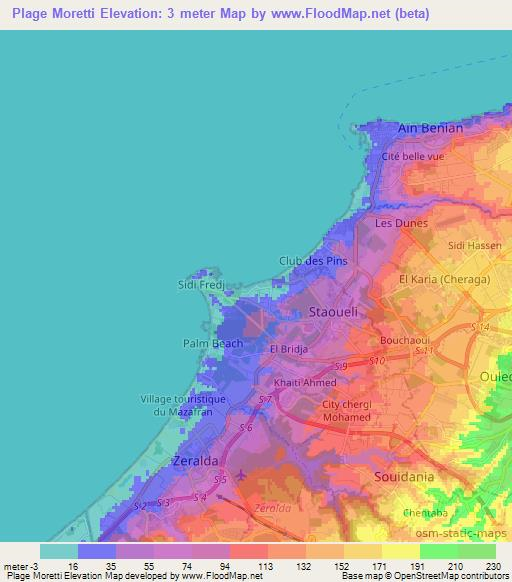 Plage Moretti,Algeria Elevation Map