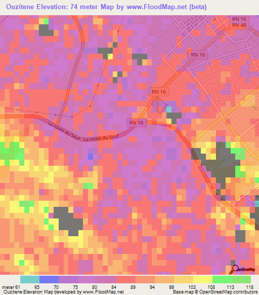 Ouzitene,Algeria Elevation Map